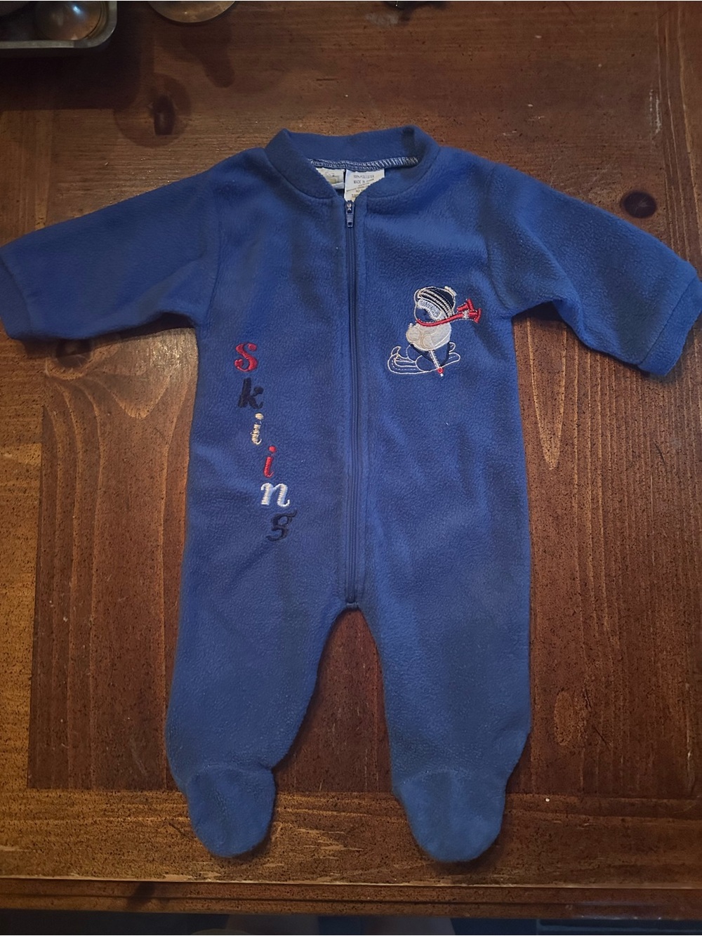 Vintage Skiing Fleece One-Piece Romper